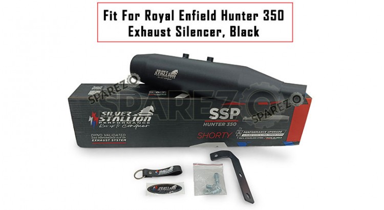 Fit For Royal Enfield Hunter 350 Stainless Steel Exhaust Silencer Black - SPAREZO